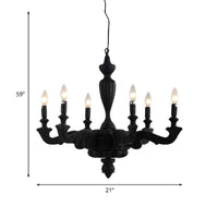 3/6-Bulb Candlestick Chandelier Light Traditional Black Resin - Rebooters
