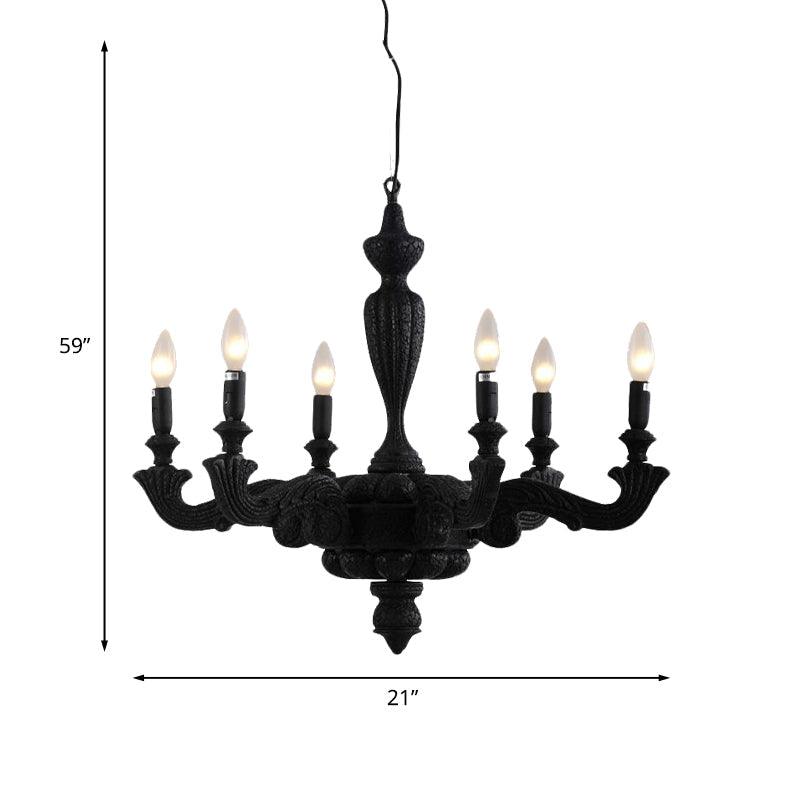 3/6-Bulb Candlestick Chandelier Light Traditional Black Resin - Rebooters
