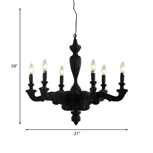 3/6-Bulb Candlestick Chandelier Light Traditional Black Resin - Rebooters