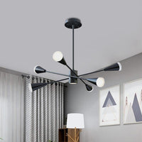 6 Lights Family Room LED Chandelier Black Hanging Lamp - Rebooters