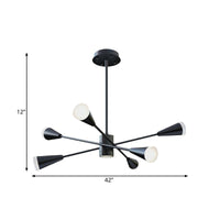 6 Lights Family Room LED Chandelier Black Hanging Lamp - Rebooters