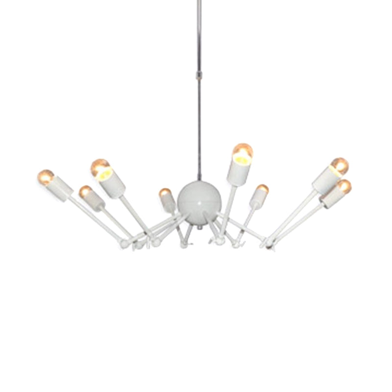 White Extendable Spider Chandelier Modernist 8-Bulb Iron Light - Rebooters