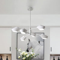 2-Tier Swivel Shade Chandelier Modern Metal 6 Bulbs Ceiling Pendant - Rebooters