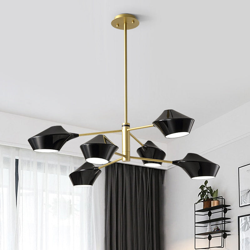 2-Tier Swivel Shade Chandelier Modern Metal 6 Bulbs Ceiling Pendant - Rebooters