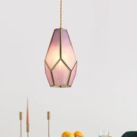 1 Head Suspension Pendant Light Korean Garden Flowerbud Pink Glass - Rebooters