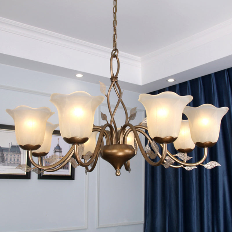 Coffee 3/6/8 Bulbs Chandelier Lamp Vintage Frosted Glass Ceiling Light - Rebooters