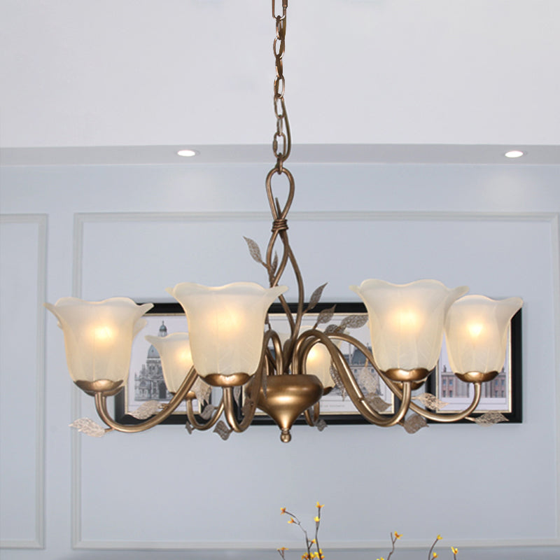 Coffee 3/6/8 Bulbs Chandelier Lamp Vintage Frosted Glass Ceiling Light - Rebooters