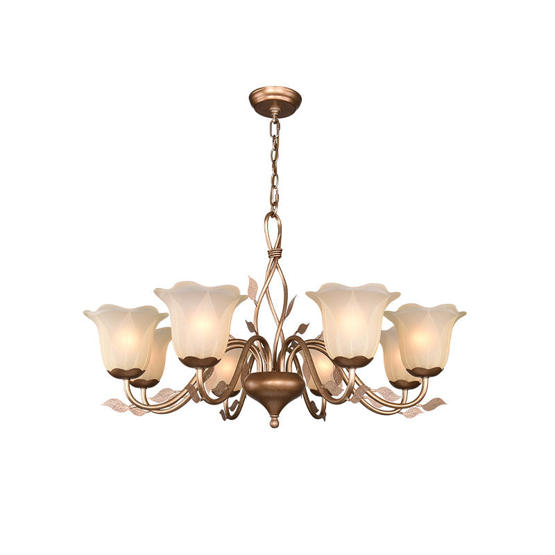 Coffee 3/6/8 Bulbs Chandelier Lamp Vintage Frosted Glass Ceiling Light - Rebooters