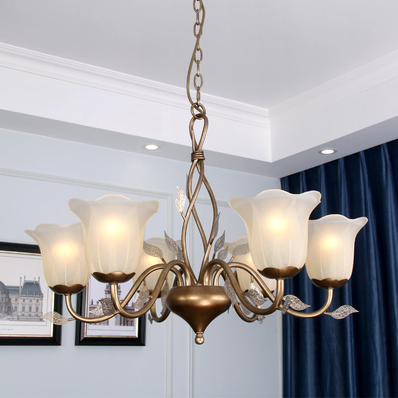Coffee 3/6/8 Bulbs Chandelier Lamp Vintage Frosted Glass Ceiling Light - Rebooters