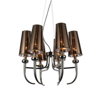 6 Bulbs Deep Cone Chandelier Light Rustic Black Iron Pendant - Rebooters