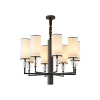 6/8 Heads Fabric Chandelier Lamp Traditional White Column Light - Rebooters