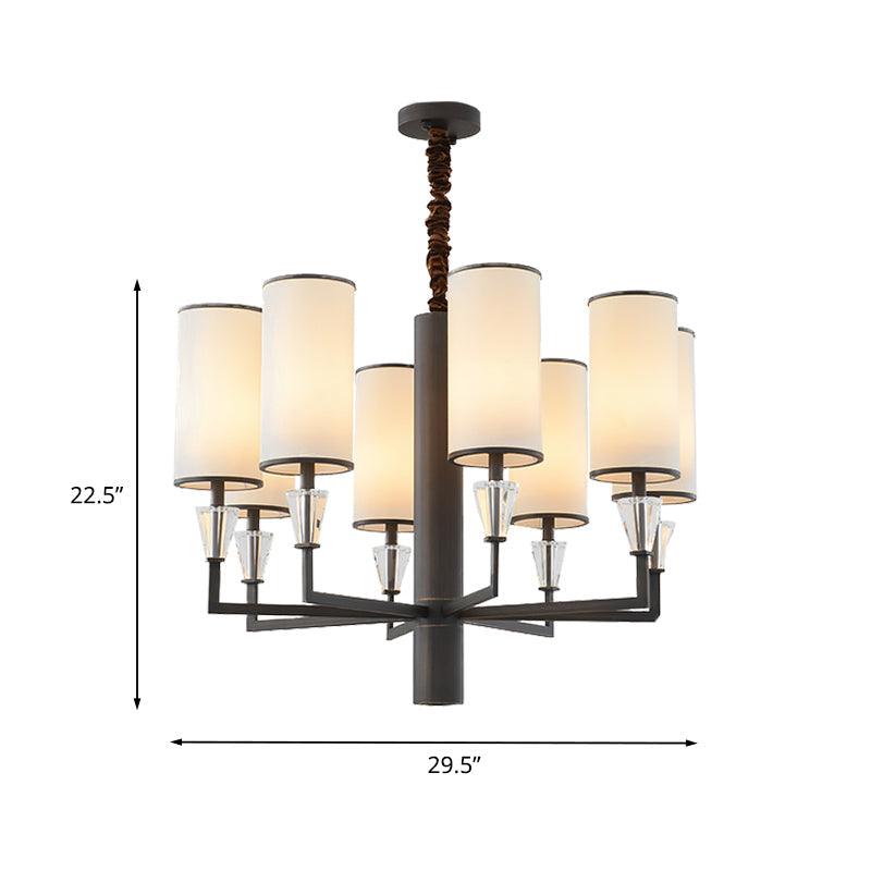 6/8 Heads Fabric Chandelier Lamp Traditional White Column Light - Rebooters