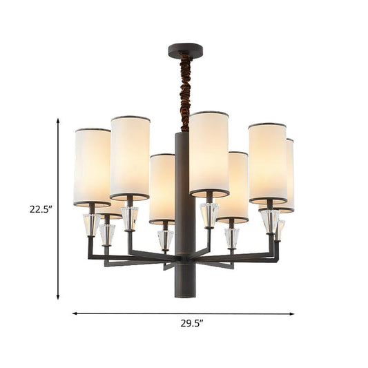 6/8 Heads Fabric Chandelier Lamp Traditional White Column Light - Rebooters