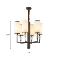 6/8 Heads Fabric Chandelier Lamp Traditional White Column Light - Rebooters