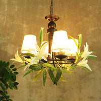 4 Bulbs Conical Chandelier Light with Lily Decoration - Rebooters
