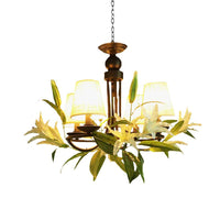 4 Bulbs Conical Chandelier Light with Lily Decoration - Rebooters