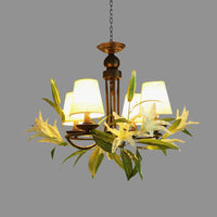 4 Bulbs Conical Chandelier Light with Lily Decoration - Rebooters