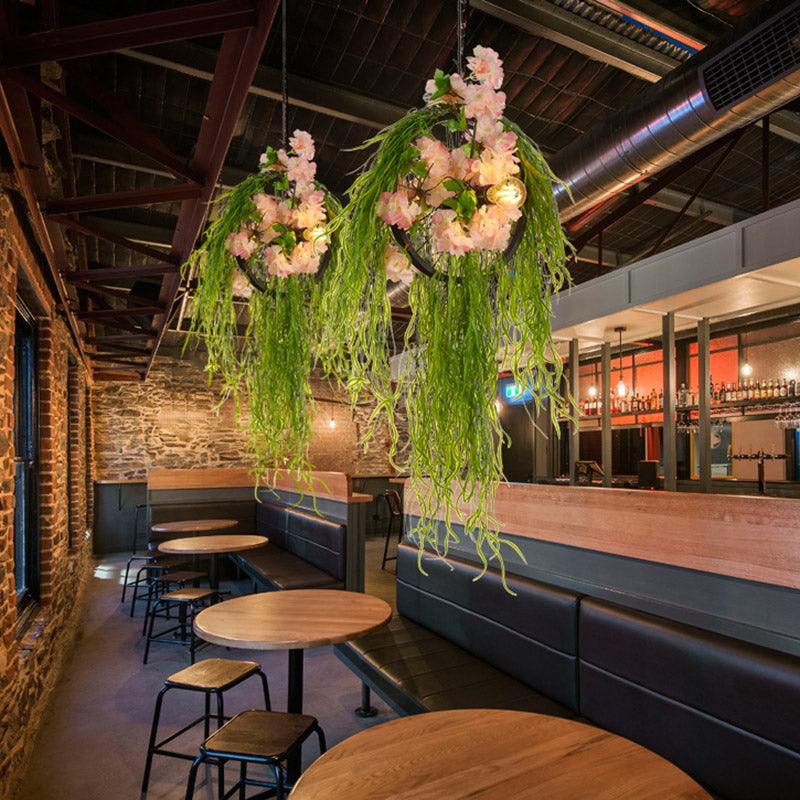 2-Bulb Wheel Ceiling Chandelier Farmhouse Black Iron Light - Rebooters