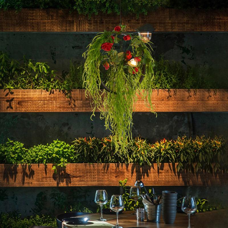 2-Bulb Wheel Ceiling Chandelier Farmhouse Black Iron Light - Rebooters