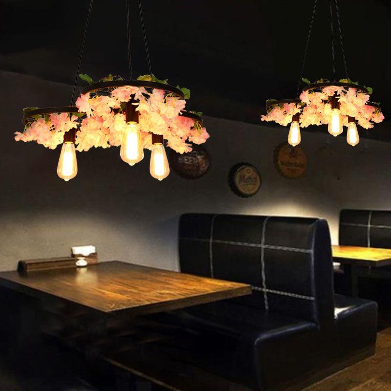 Antique Wheel Chandelier Lighting Fixture 3/6 Heads Black Ceiling Pendant Light - Rebooters