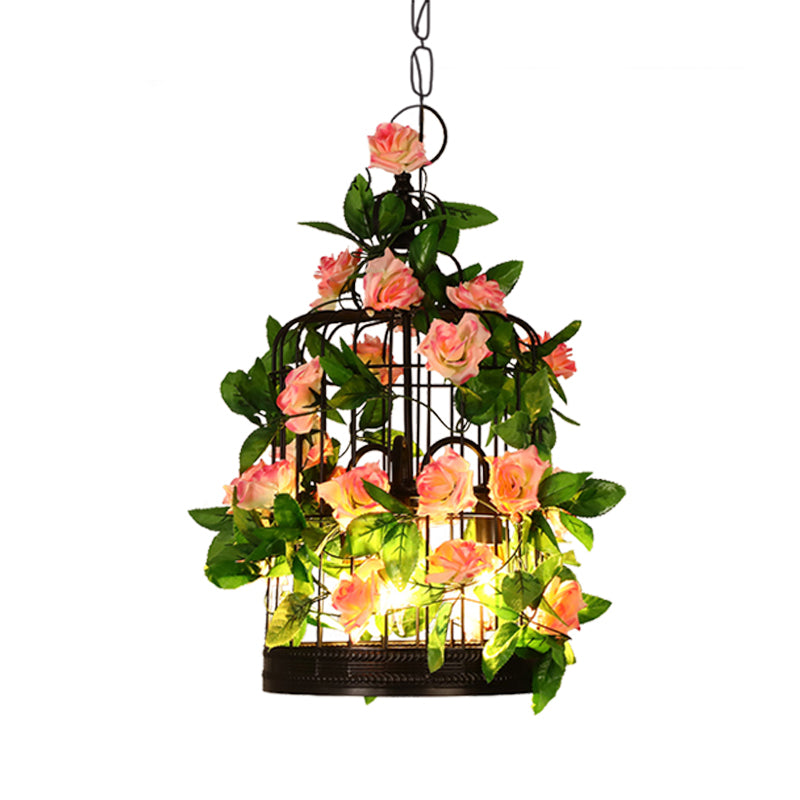 3-Head Birdcage Ceiling Chandelier Loft Black Iron Light - Rebooters