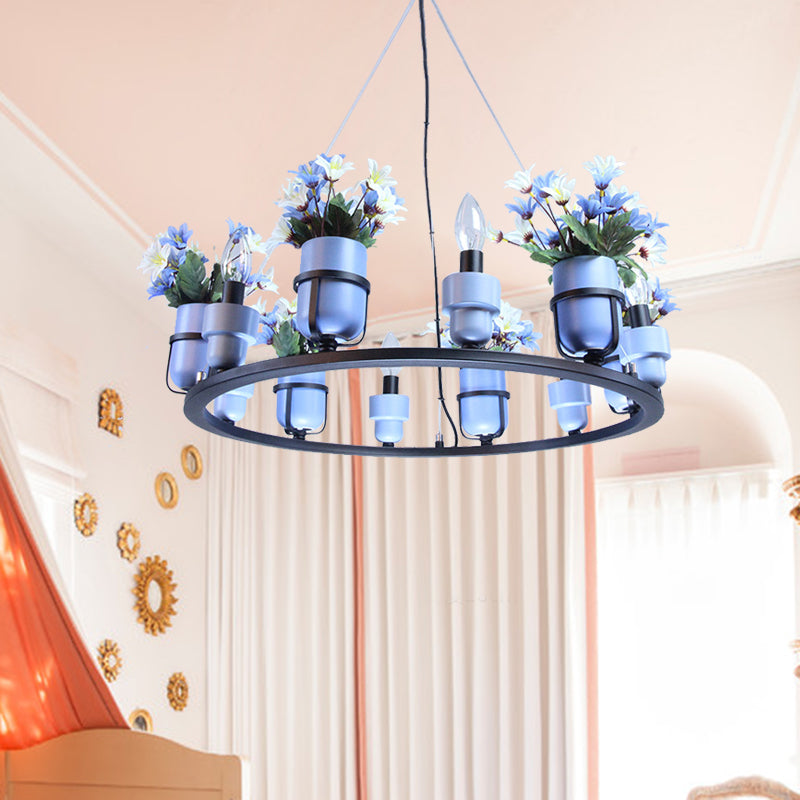 6/8 Lights Ceramic Hanging Chandelier Industrial Pink Blue - Rebooters