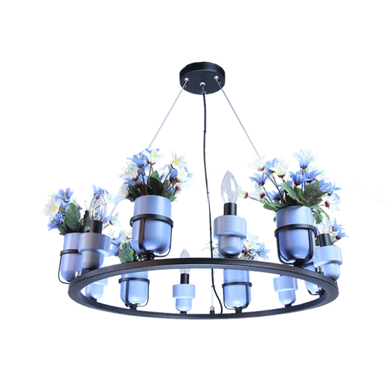 6/8 Lights Ceramic Hanging Chandelier Industrial Pink Blue - Rebooters