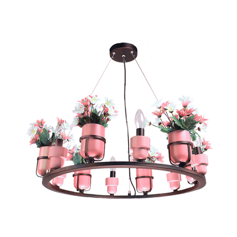 6/8 Lights Ceramic Hanging Chandelier Industrial Pink Blue - Rebooters