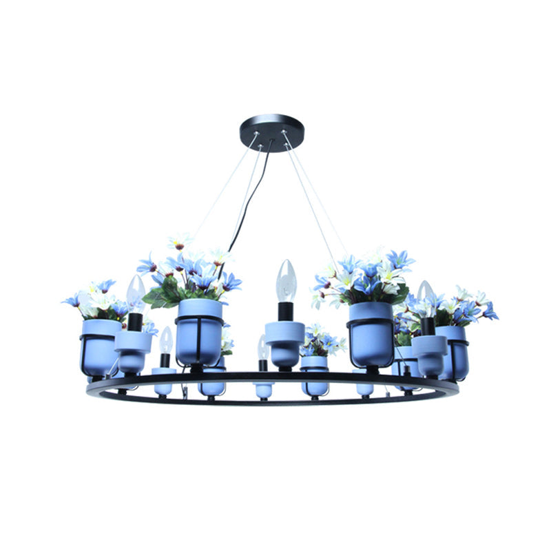 6/8 Lights Ceramic Hanging Chandelier Industrial Pink Blue - Rebooters