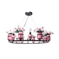 6/8 Lights Ceramic Hanging Chandelier Industrial Pink Blue - Rebooters