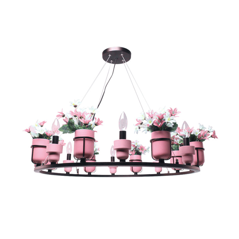 6/8 Lights Ceramic Hanging Chandelier Industrial Pink Blue - Rebooters