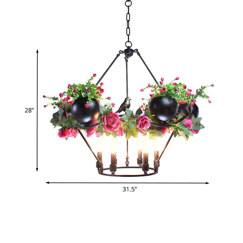 Iron Candle Ceiling Chandelier Industrial 6/8 Bulbs Black Lamp - Rebooters