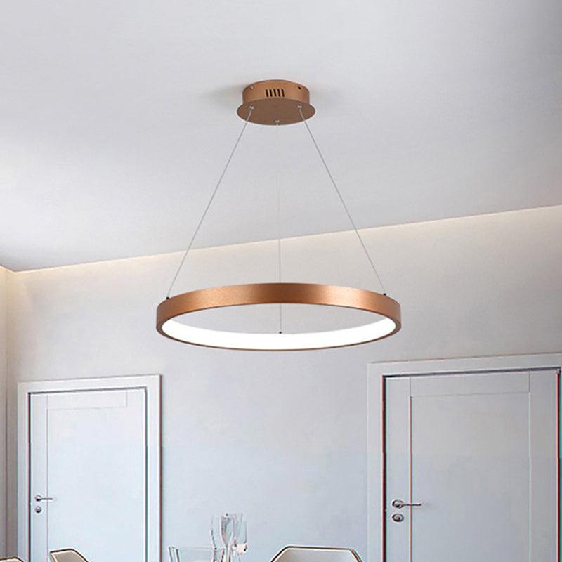 1/2/3-Tier Hoop Dinette Chandelier Metallic Minimalist LED Ceiling Pendant Light in Gold - Rebooters