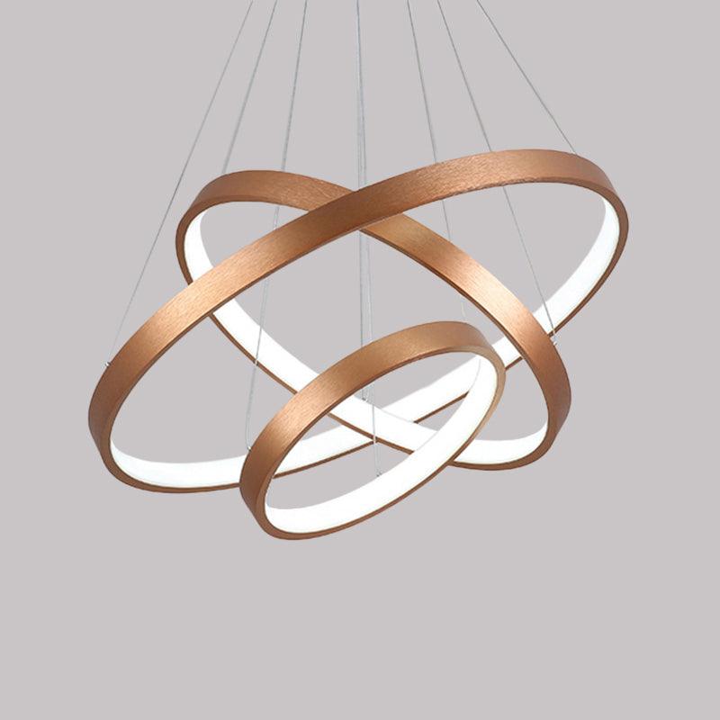 1/2/3-Tier Hoop Dinette Chandelier Metallic Minimalist LED Ceiling Pendant Light in Gold - Rebooters