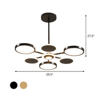 Adjustable Loop Metal Chandelier Lamp Black Gold 6 Bulbs LED Ceiling Pendant - Rebooters