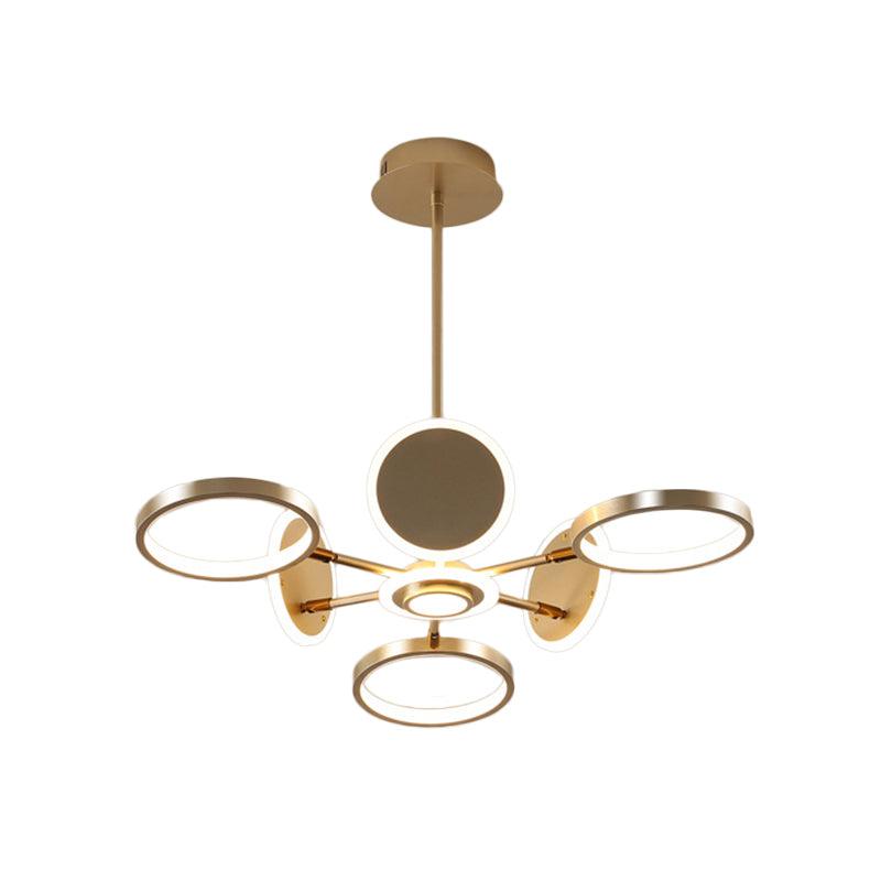 Adjustable Loop Metal Chandelier Lamp Black Gold 6 Bulbs LED Ceiling Pendant - Rebooters