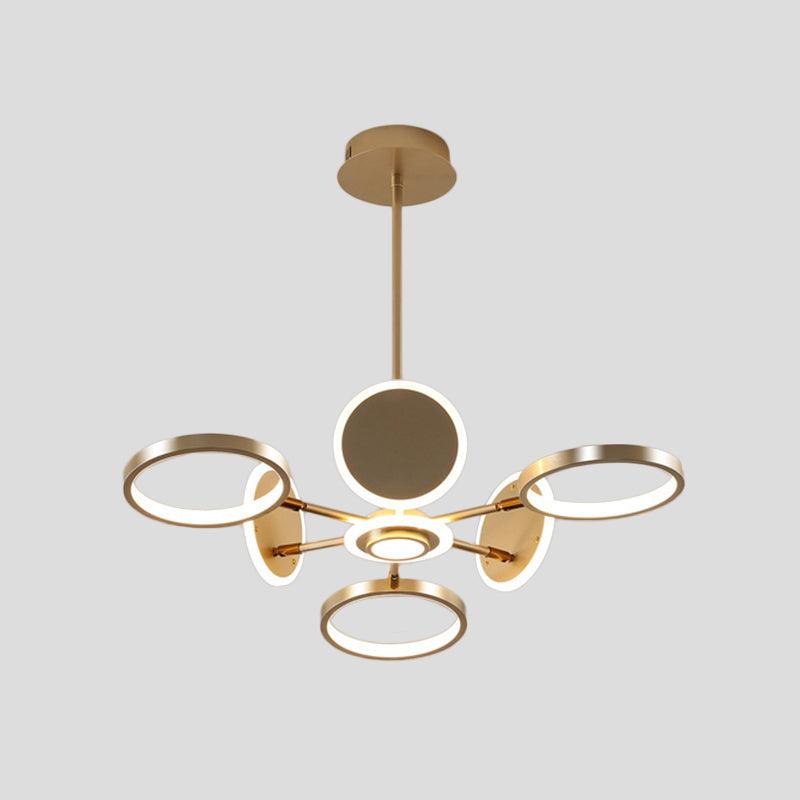 Adjustable Loop Metal Chandelier Lamp Black Gold 6 Bulbs LED Ceiling Pendant - Rebooters