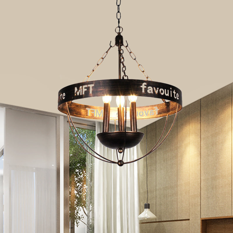 Candlestick Iron Chandelier Light Factory 3 Bulbs Black Pendant - Rebooters