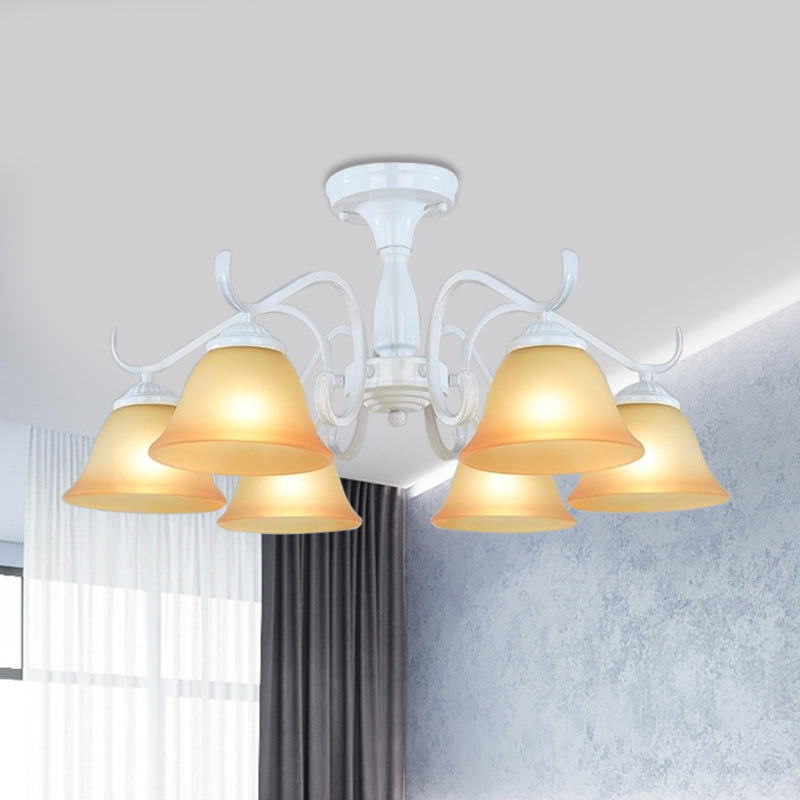 Tan Glass Flared Chandelier Light Traditional 6/8 Lights - Rebooters