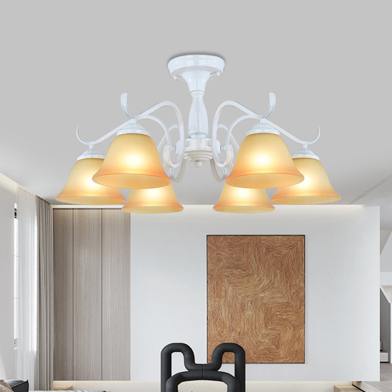 Tan Glass Flared Chandelier Light Traditional 6/8 Lights - Rebooters