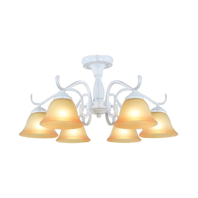 Tan Glass Flared Chandelier Light Traditional 6/8 Lights - Rebooters
