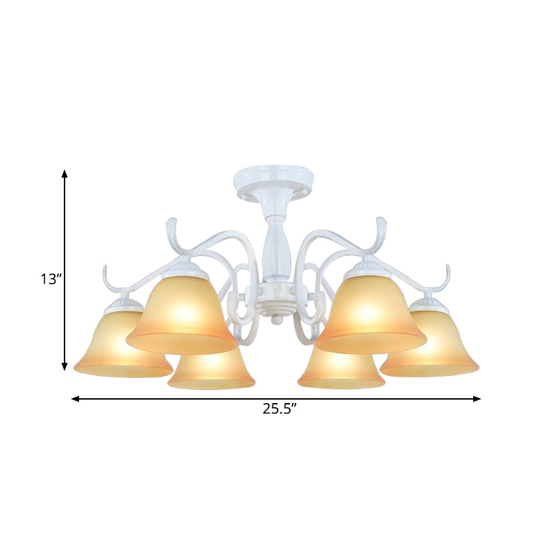 Tan Glass Flared Chandelier Light Traditional 6/8 Lights - Rebooters