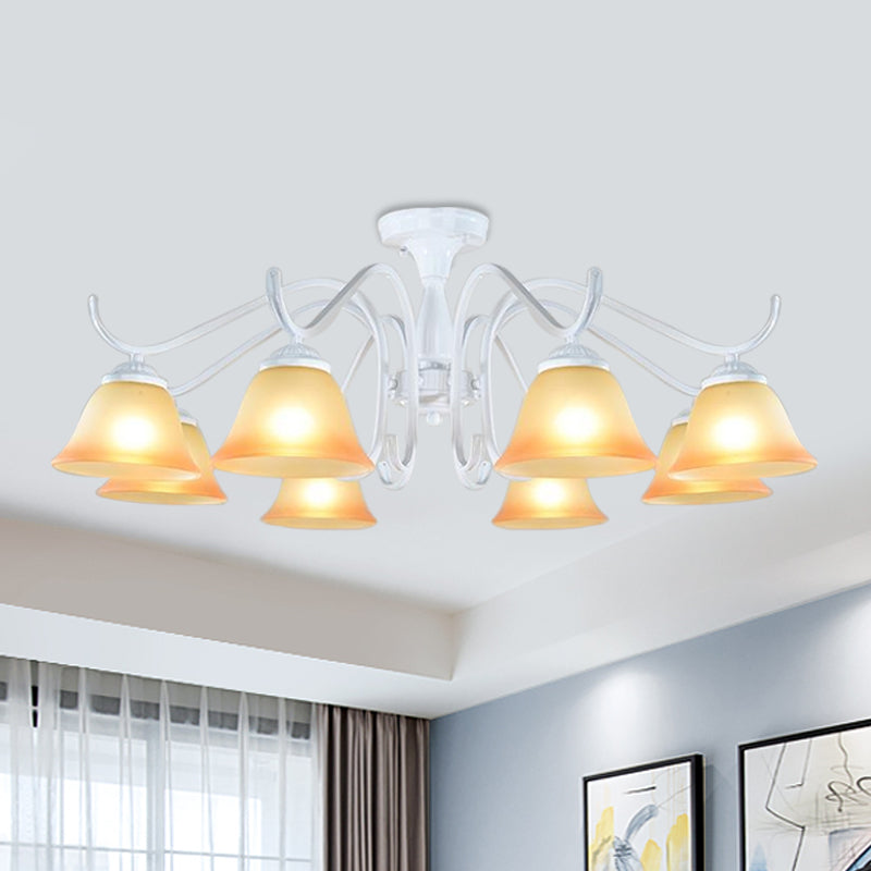 Tan Glass Flared Chandelier Light Traditional 6/8 Lights - Rebooters