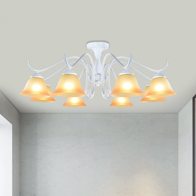 Tan Glass Flared Chandelier Light Traditional 6/8 Lights - Rebooters