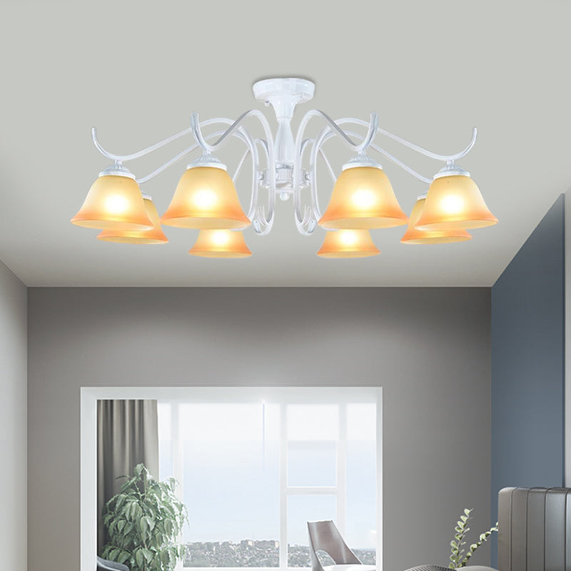 Tan Glass Flared Chandelier Light Traditional 6/8 Lights - Rebooters