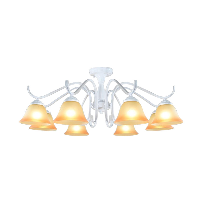 Tan Glass Flared Chandelier Light Traditional 6/8 Lights - Rebooters