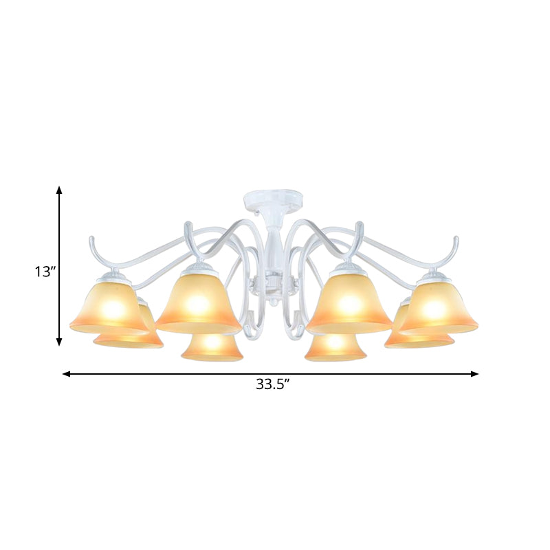 Tan Glass Flared Chandelier Light Traditional 6/8 Lights - Rebooters