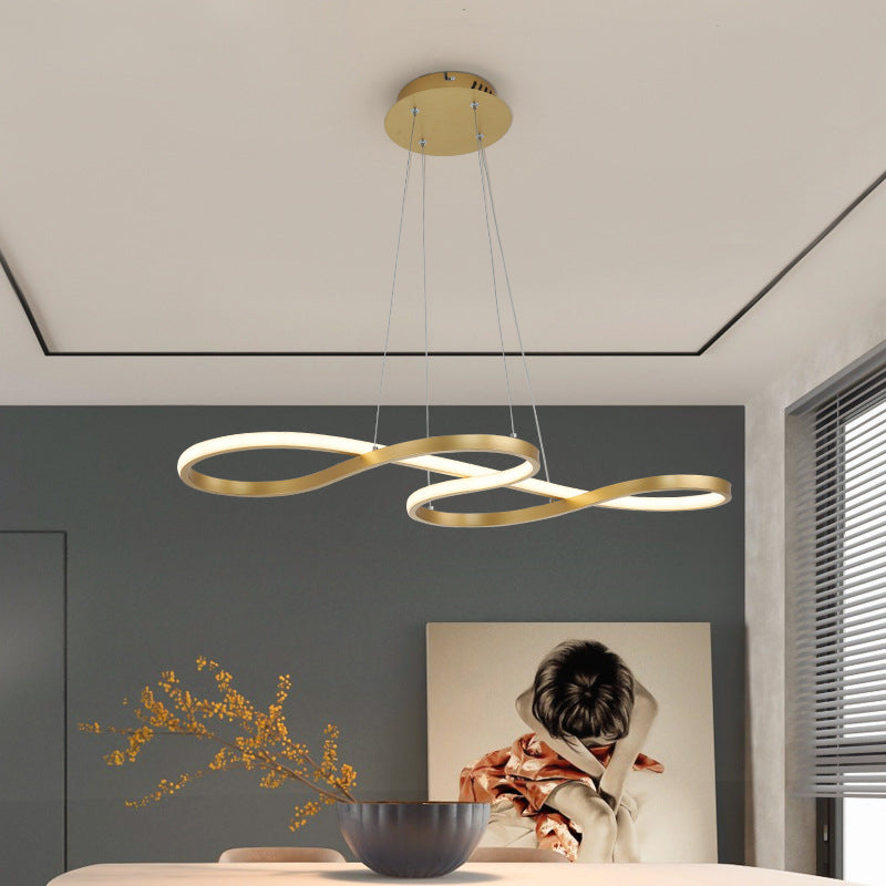 Twisty Pendant Chandelier Simplicity Acrylic Gold Finish LED Lamp - Rebooters