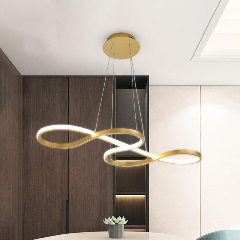 Twisty Pendant Chandelier Simplicity Acrylic Gold Finish LED Lamp - Rebooters