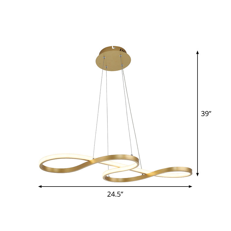 Twisty Pendant Chandelier Simplicity Acrylic Gold Finish LED Lamp - Rebooters